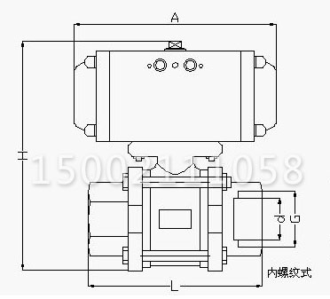 Q611F气动三片式球阀结构图 Q611F气动三片式球阀结构图