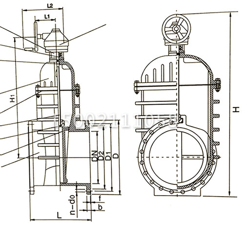 Z545X伞齿轮暗杆闸阀结构图
