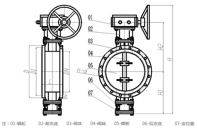 煤气蝶阀结构尺寸