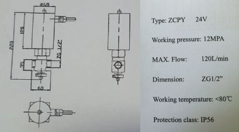 ZCPY船用高压消防电磁阀结构尺寸 ZCPY船用高压消防电磁阀结构尺寸